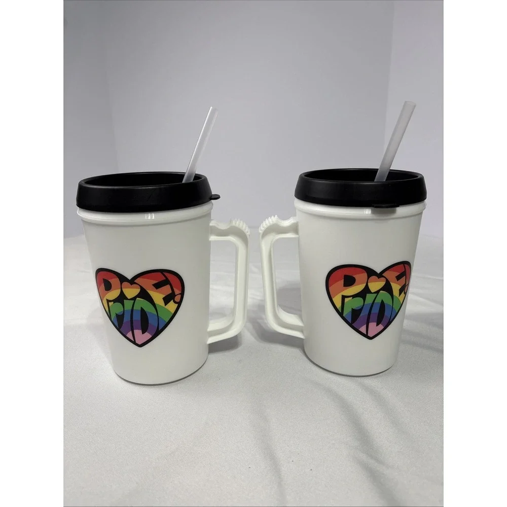 Set Of‎ 2 LGBTQ+ Pride 22 fl oz Drink Jugs With Straws! BPA Free Food Safe!